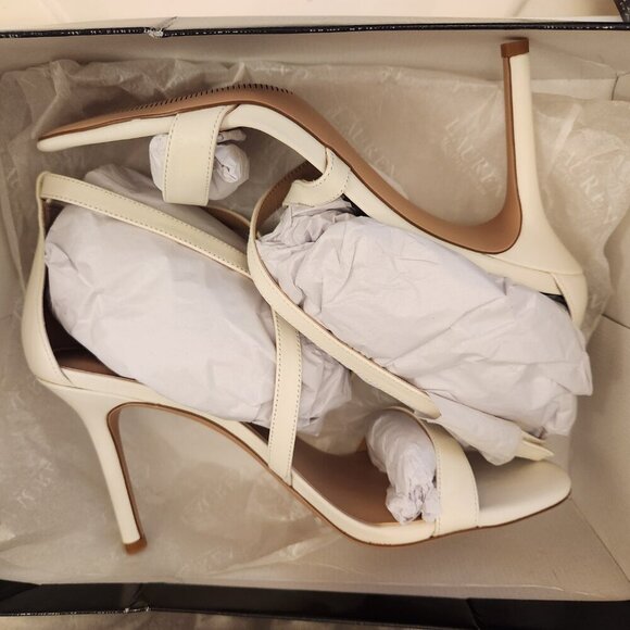 Ralph Lauren Leather " Gabriele" Cream Heeled Sandals. NIB. Size 10 - Picture 9 of 11